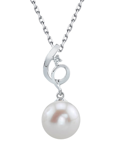 14K Gold Freshwater Pearl & Diamond Riley Pendant