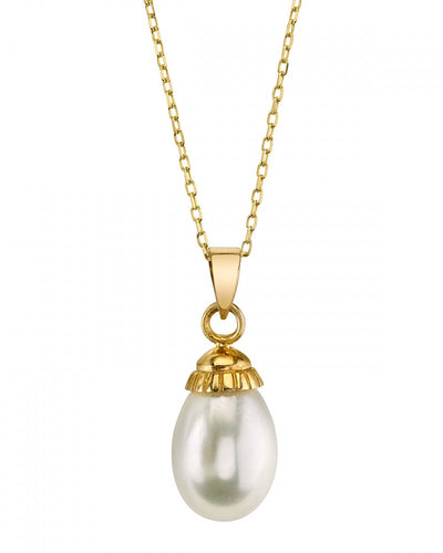 14K Gold White Freshwater Cultured Pearl Devon Pendant - Third Image