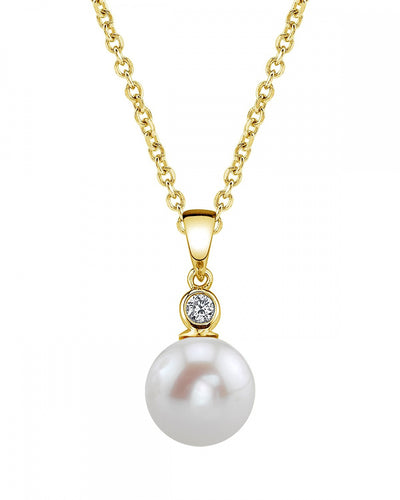 Freshwater Pearl & Diamond Chloe Pendant - Third Image