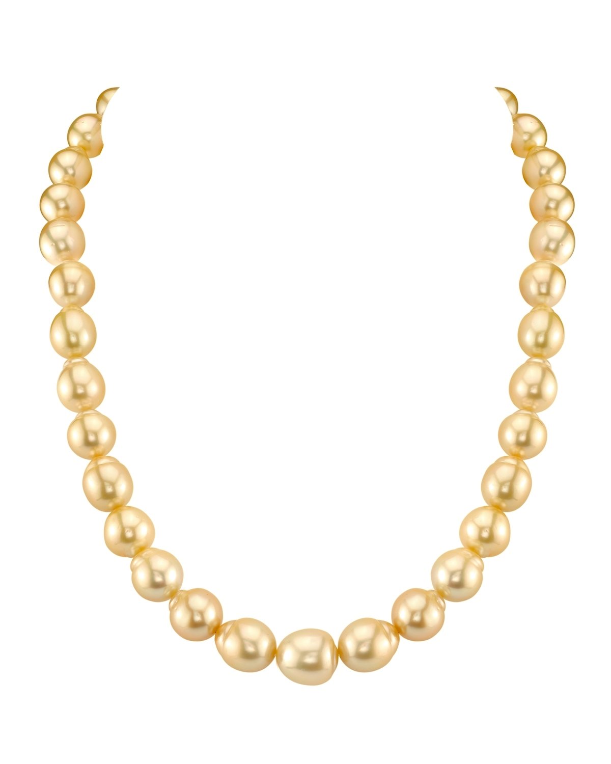 10-12mm Baroque Shaped Golden South Sea Pearl Necklace - AAA Quality