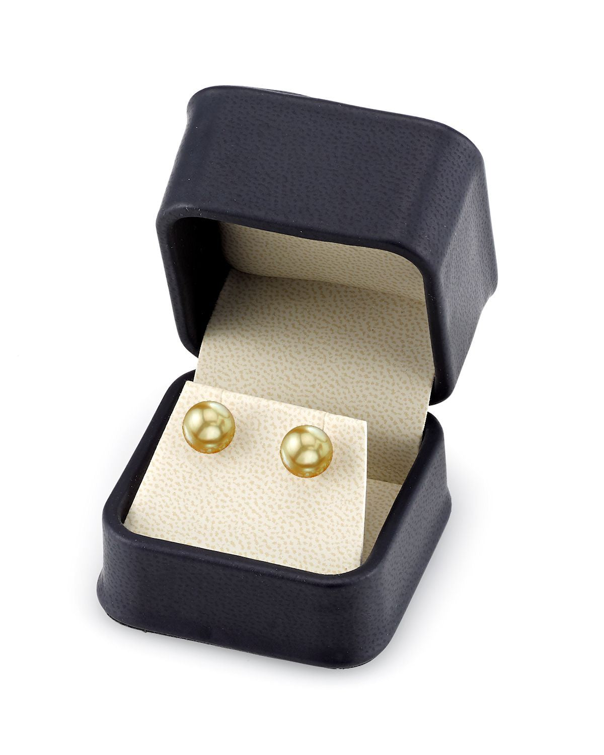 8mm Golden South Sea Round Pearl Stud Earrings - Third Image