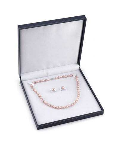 7.0-7.5mm Pink Freshwater Pearl Necklace & Earrings - Third Image