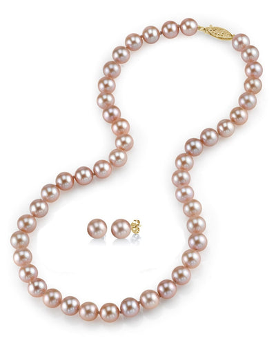 8.0-8.5mm Pink Freshwater Pearl Necklace & Earrings - Third Image