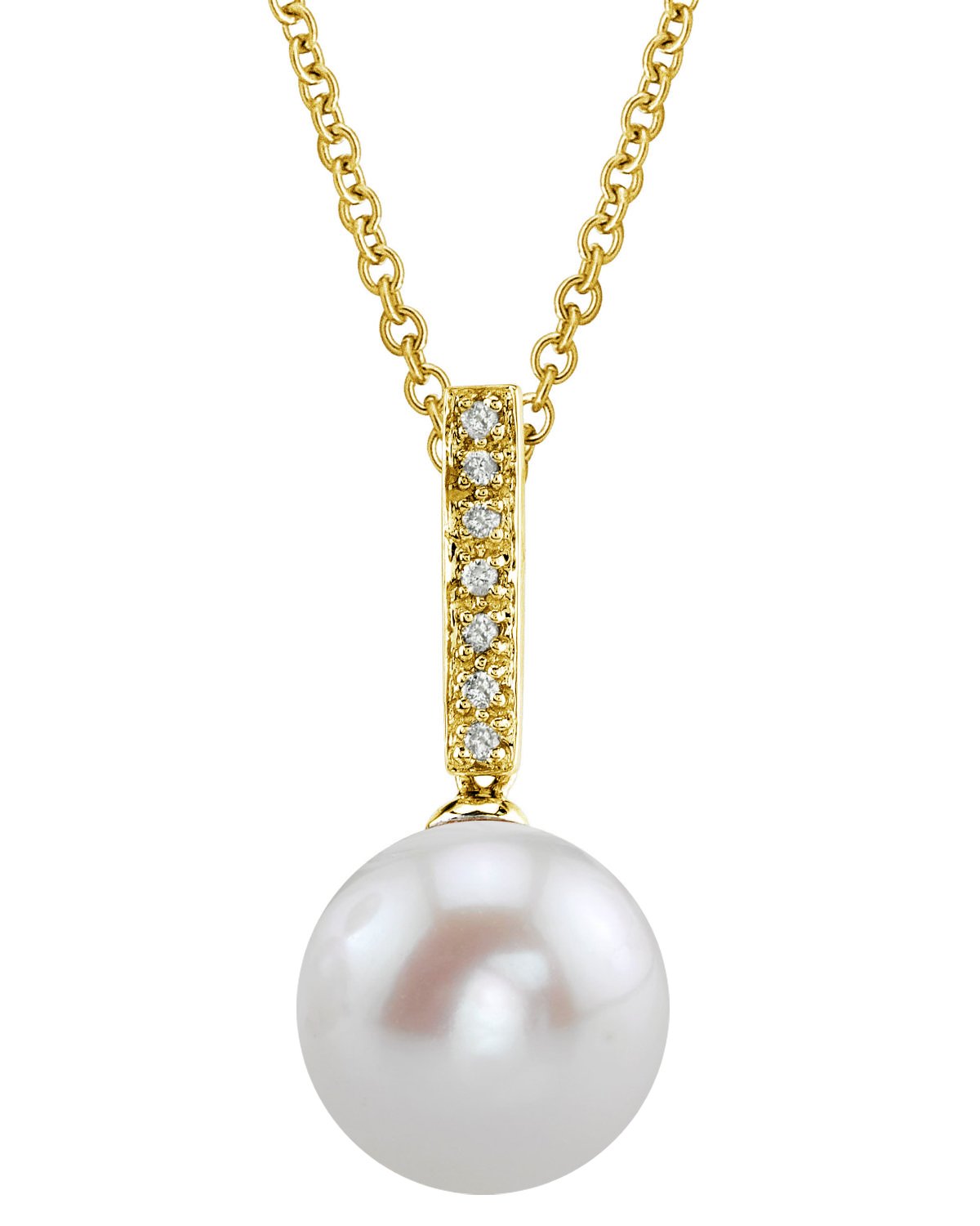 Freshwater Pearl Dangling Diamond Pendant - Third Image