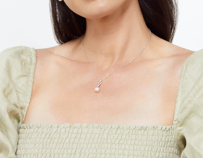 Freshwater Pearl & Diamond Suzanna Pendant - Model Image