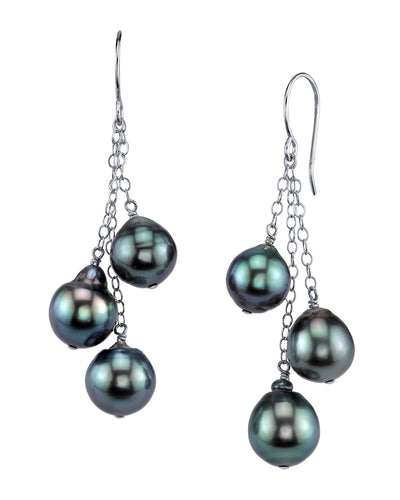 Tahitian South Sea Drop Pearl Jasper Earrings