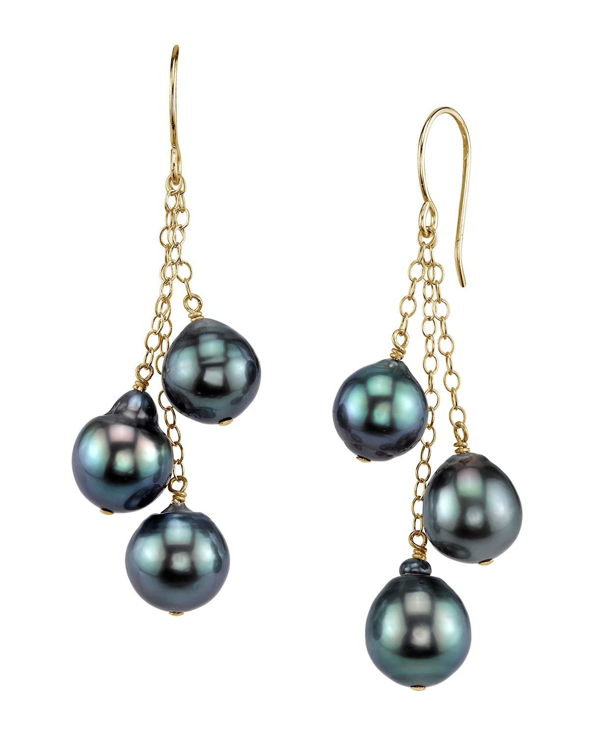 Tahitian South Sea Drop Pearl Jasper Earrings - Model Image