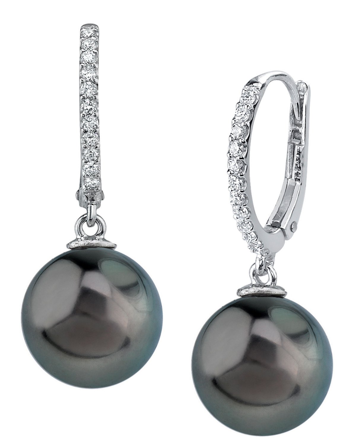 Tahitian South Sea Pearl & Diamond Aurora Leverback Earrings