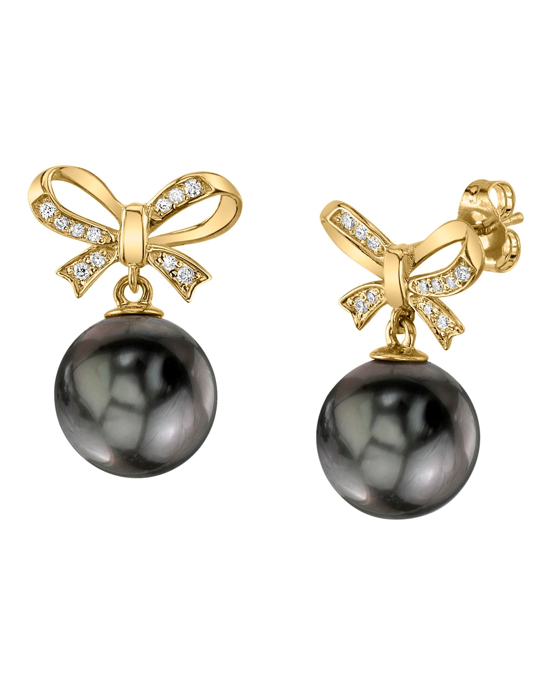 Tahitian South Sea Pearl & Diamond Dolly Earrings - Model Image