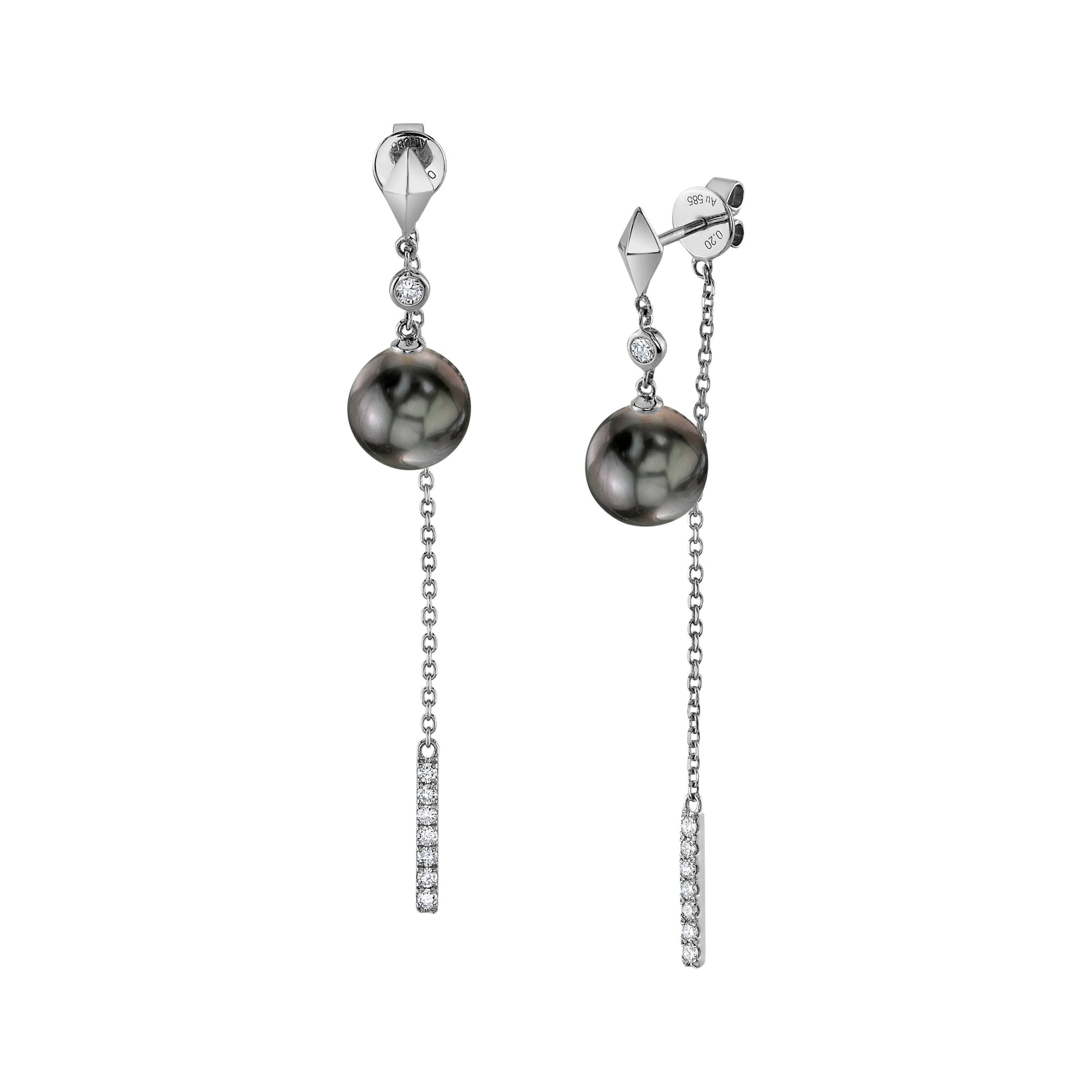 Tahitian South Sea Pearl & Diamond Krystal Earrings