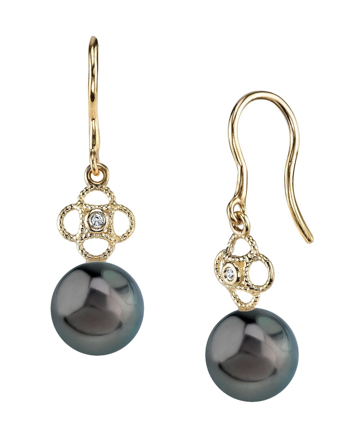 Tahitian South Sea Pearl & Diamond Lacy Earrings - Third Image