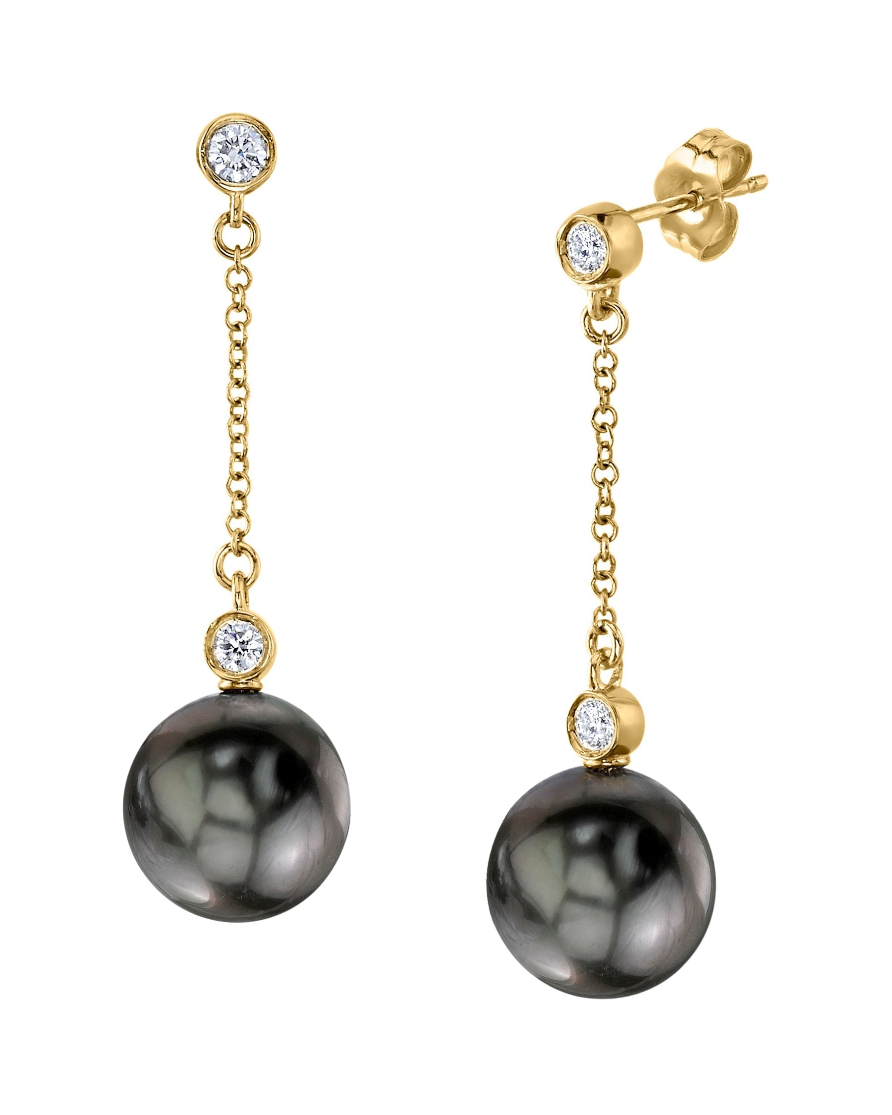 Tahitian South Sea Pearl & Diamond Leana Earrings - Model Image