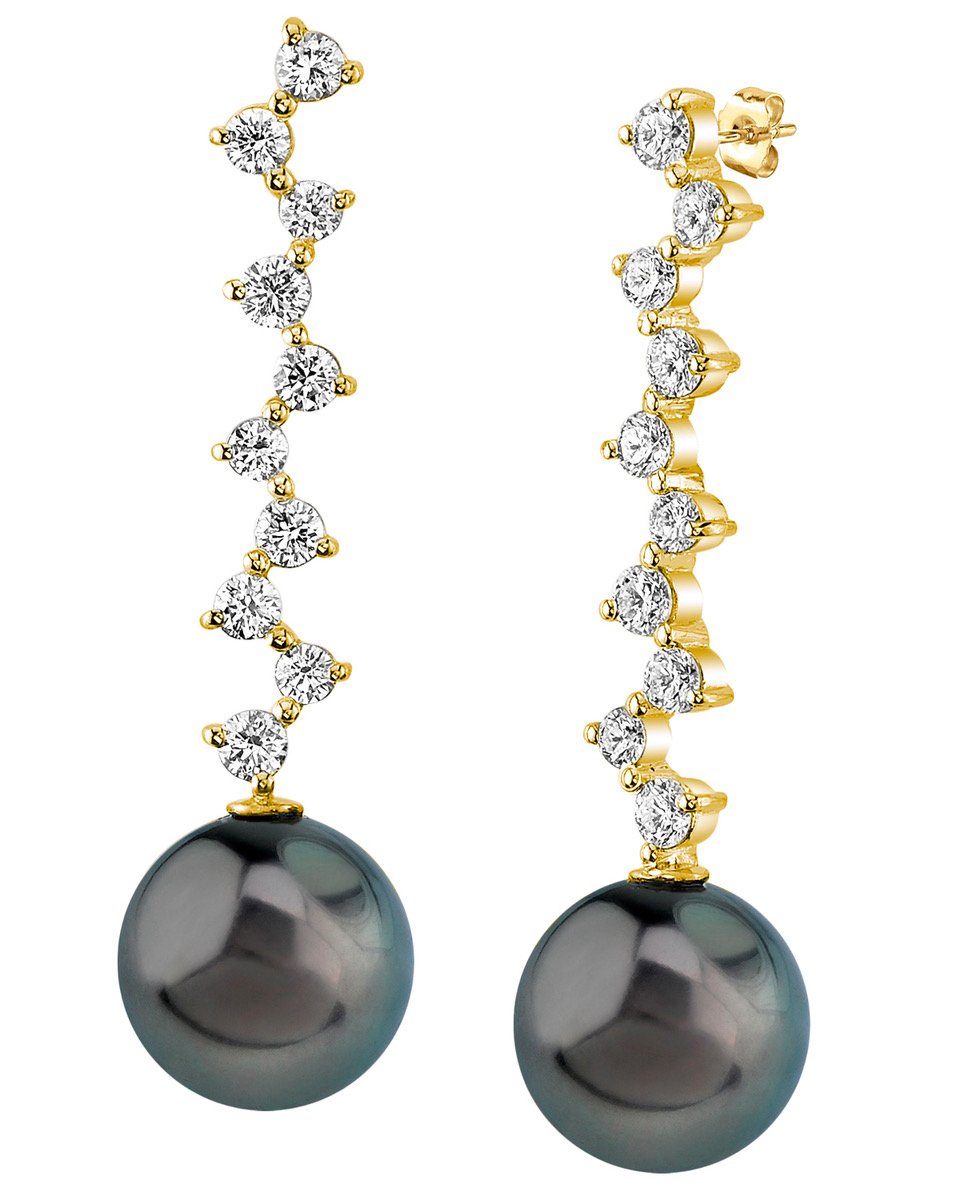 Tahitian South Sea Pearl & Diamond Naomi Earrings - Third Image