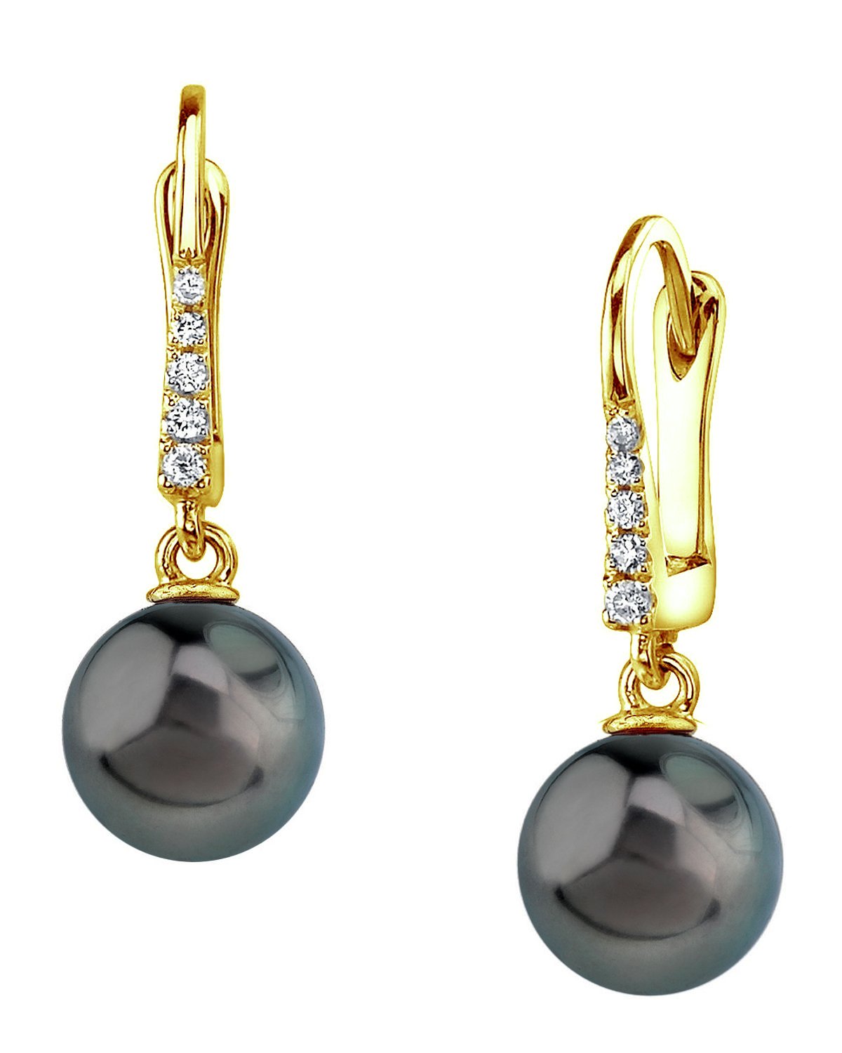 Tahitian South Sea Pearl & Diamond Susan Earrings - Model Image