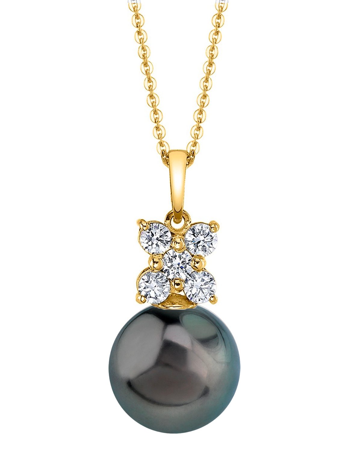 Tahitian South Sea Pearl & Diamond Dahlia Pendant - Model Image