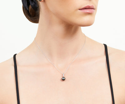 Tahitian South Sea Pearl & Diamond Michelle Pendant - Model Image