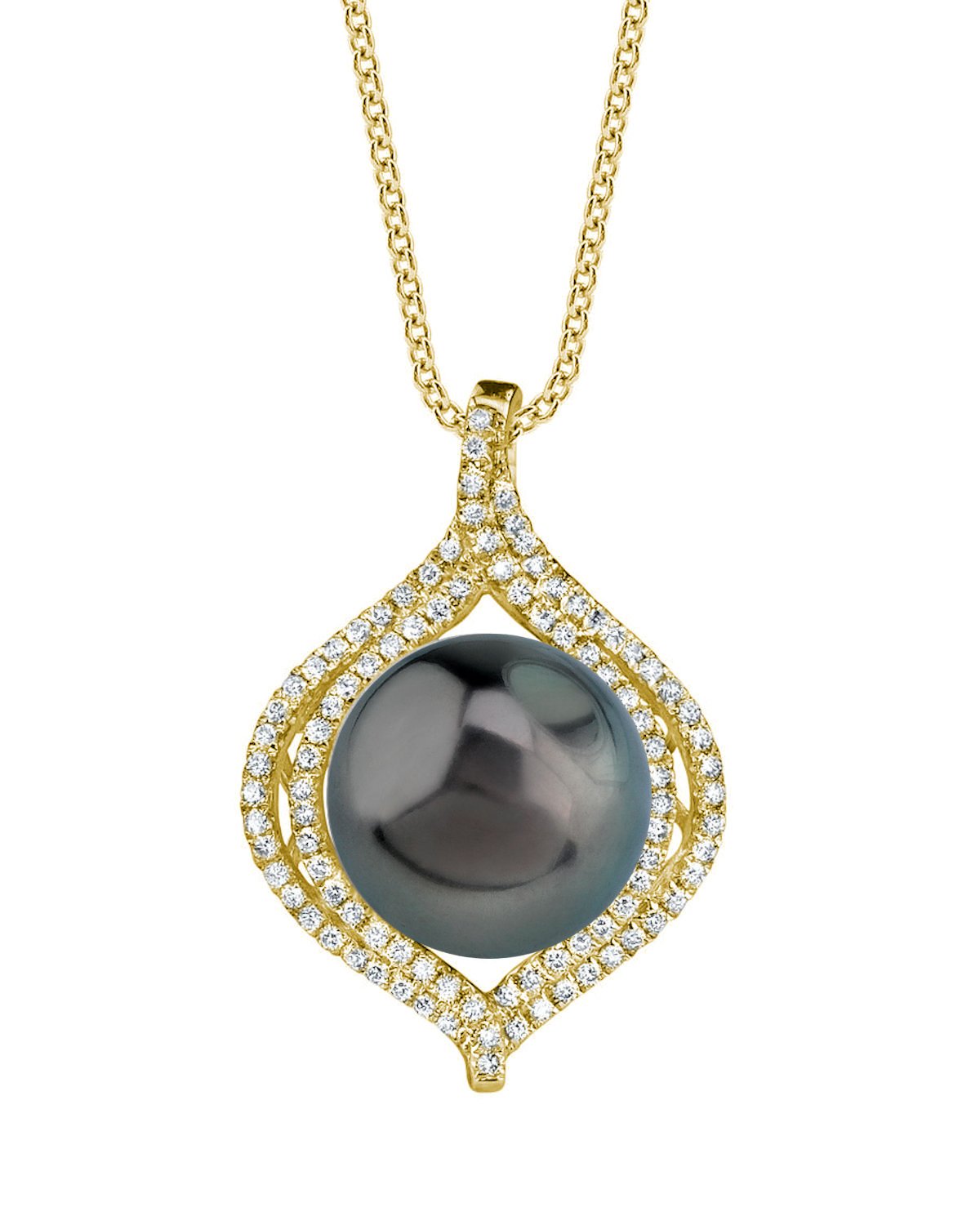 Tahitian South Sea Pearl & Diamond Clara Pendant - Model Image