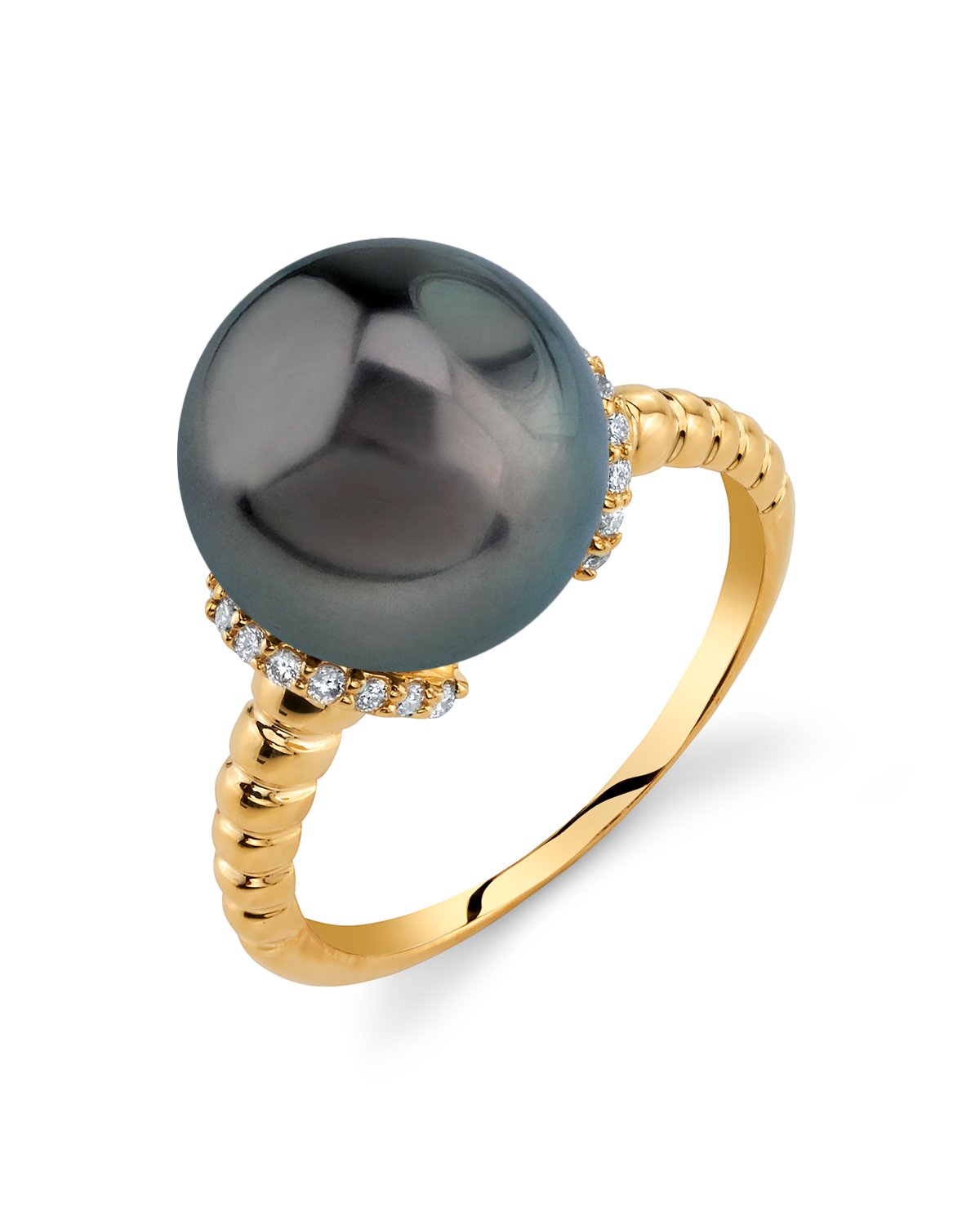 Tahitian South Sea Pearl & Diamond Jackie Ring - Secondary Image