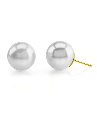 11mm South Sea Round Pearl Stud Earrings- Choose Your Quality - Third Image